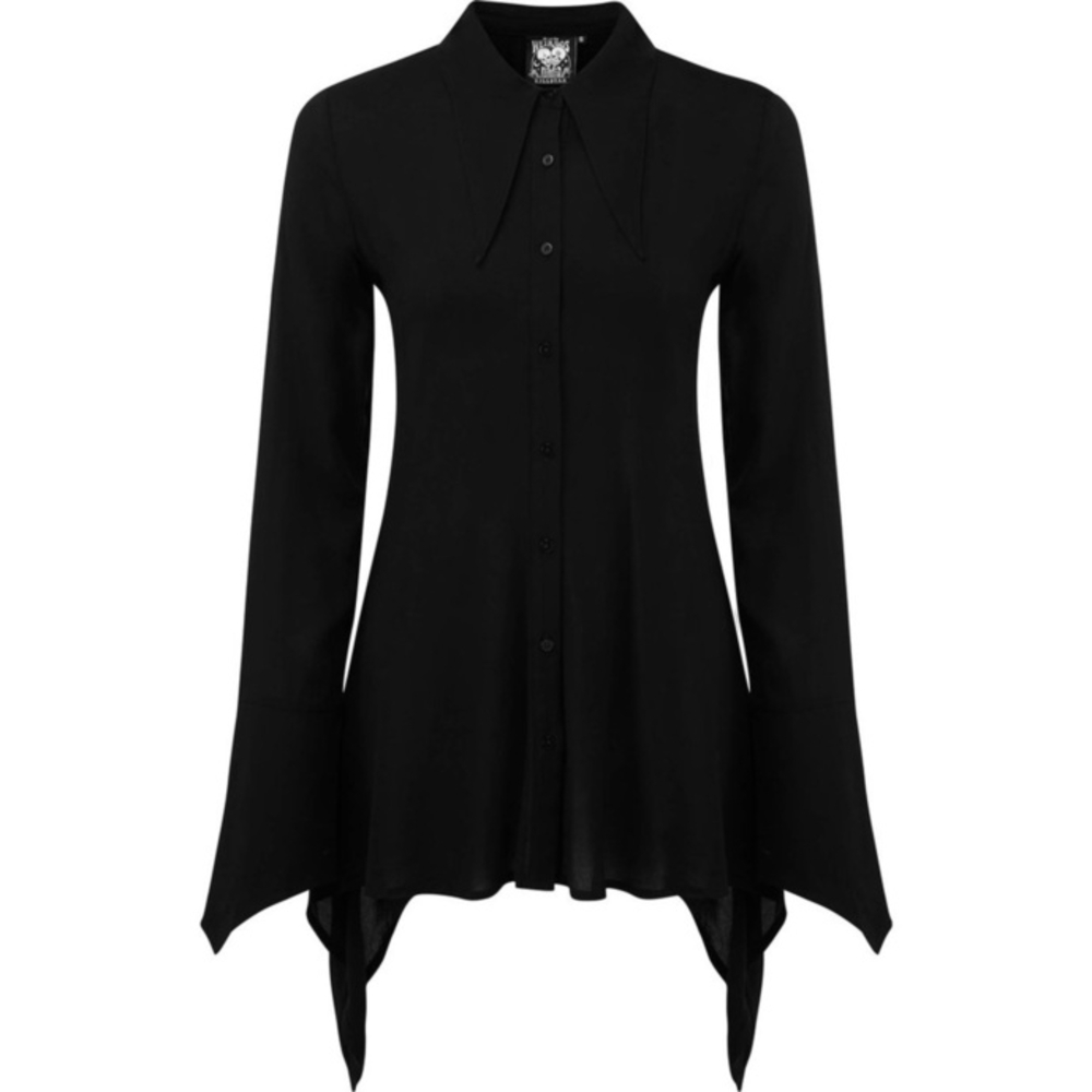 Killstar Necromantica Button-Up Shirt XXL / Black / 100% Rayon
